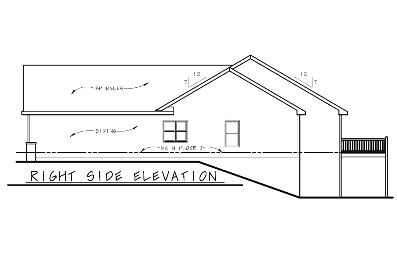 Home Plan Right Elevation of this 3-Bedroom,1837 Sq Ft Plan -120-2733