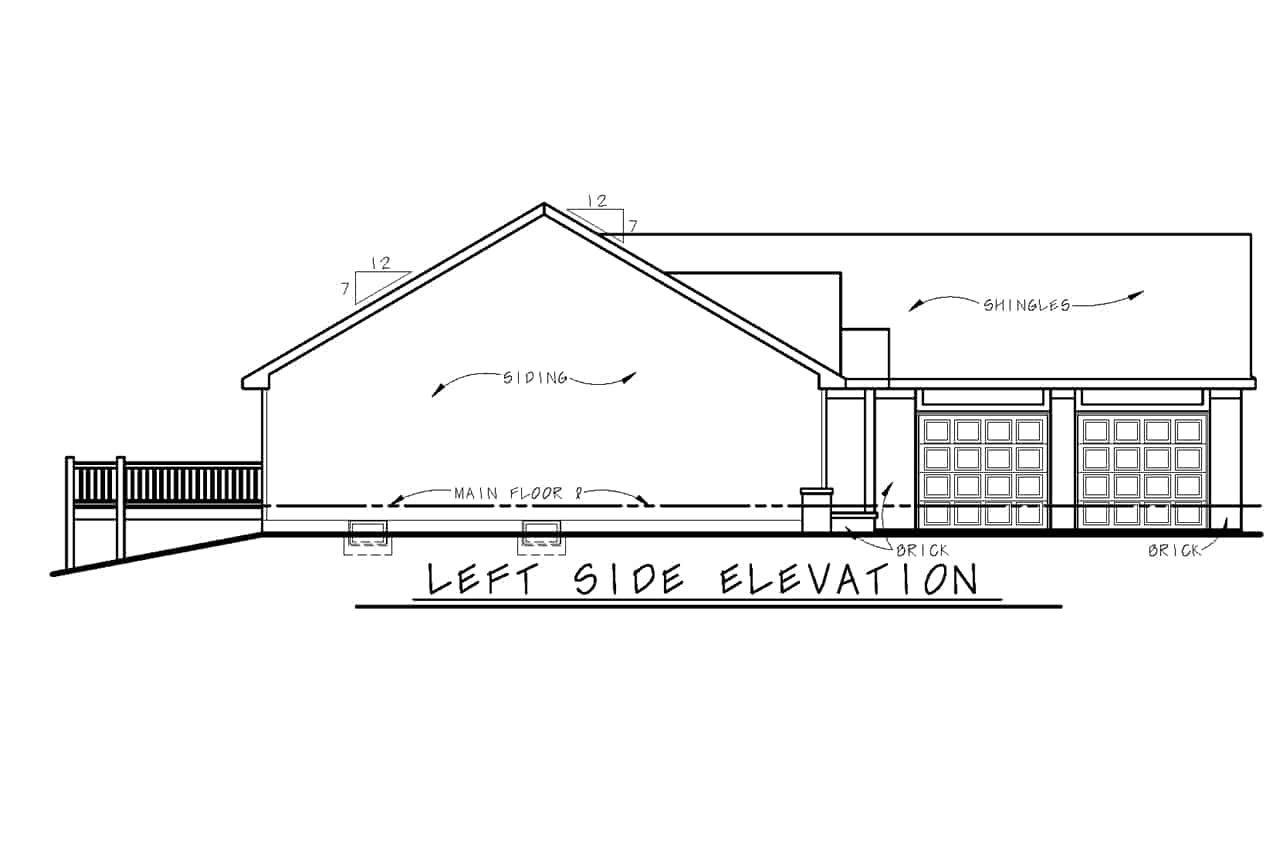 Home Plan Left Elevation of this 3-Bedroom,1837 Sq Ft Plan -120-2733