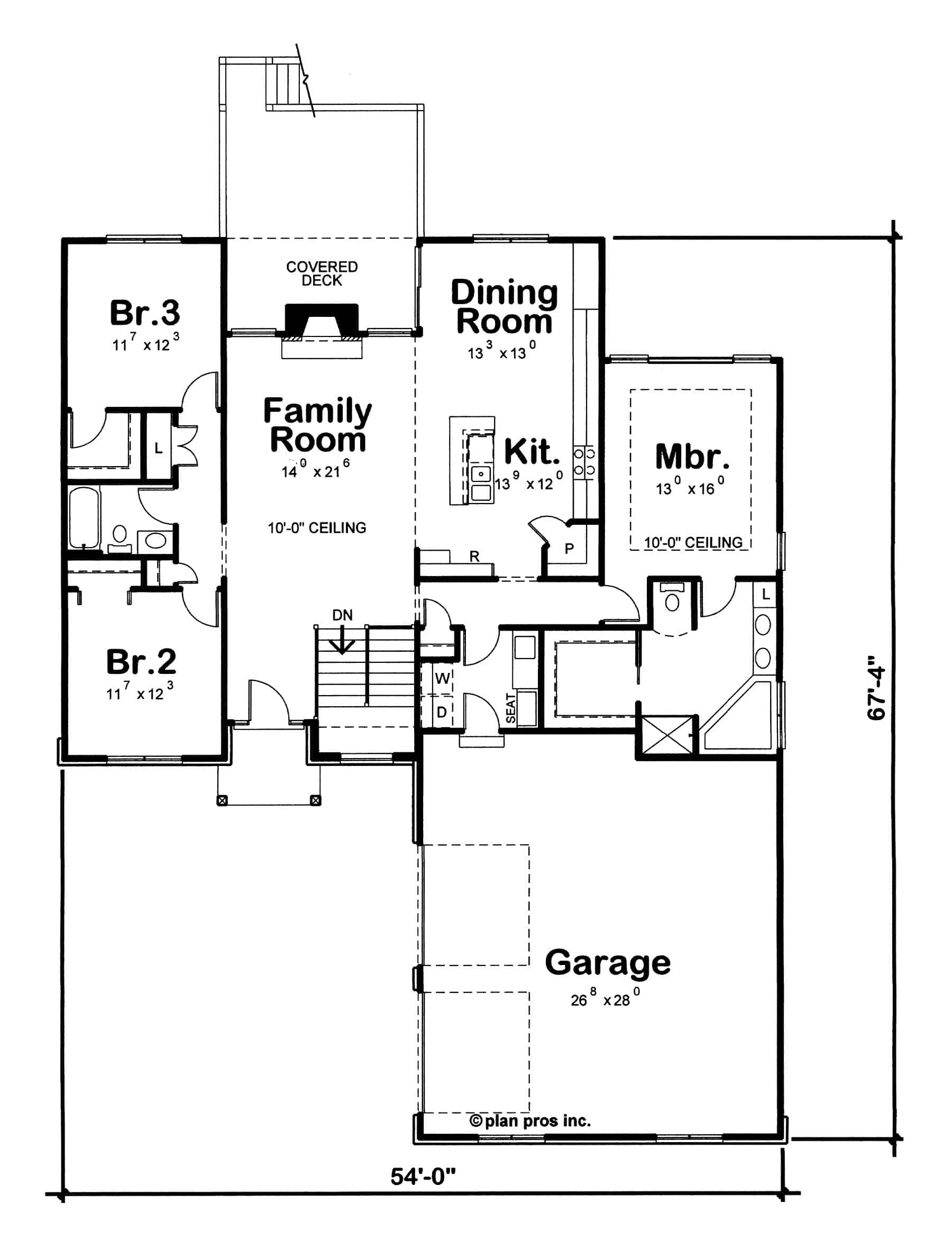 Main Level of Traditional Plan #120-2733