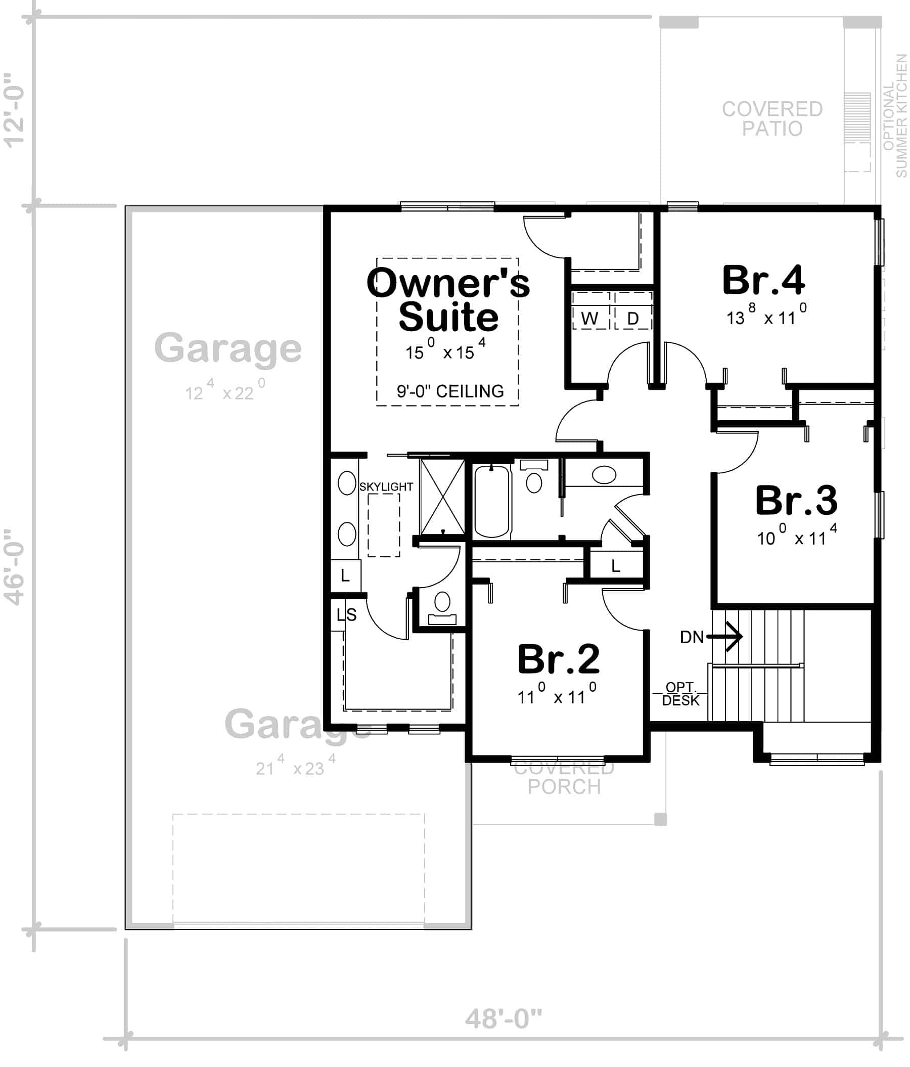 Upper Level of Traditional Plan #120-2735