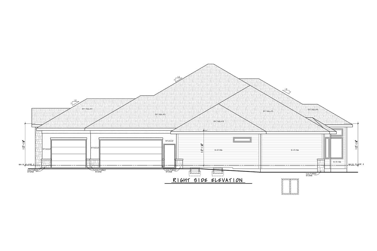 Home Plan Right Elevation of this 4-Bedroom,3961 Sq Ft Plan -120-2736