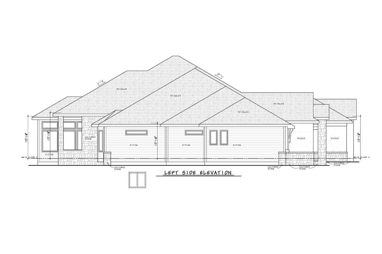Home Plan Left Elevation of this 4-Bedroom,3961 Sq Ft Plan -120-2736