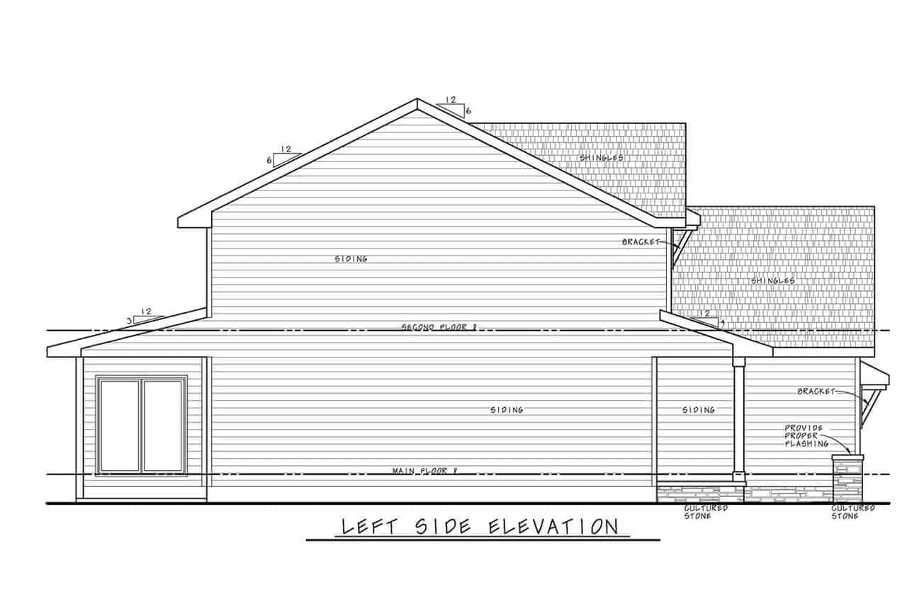 Home Plan Left Elevation of this 3-Bedroom,2077 Sq Ft Plan -120-2737