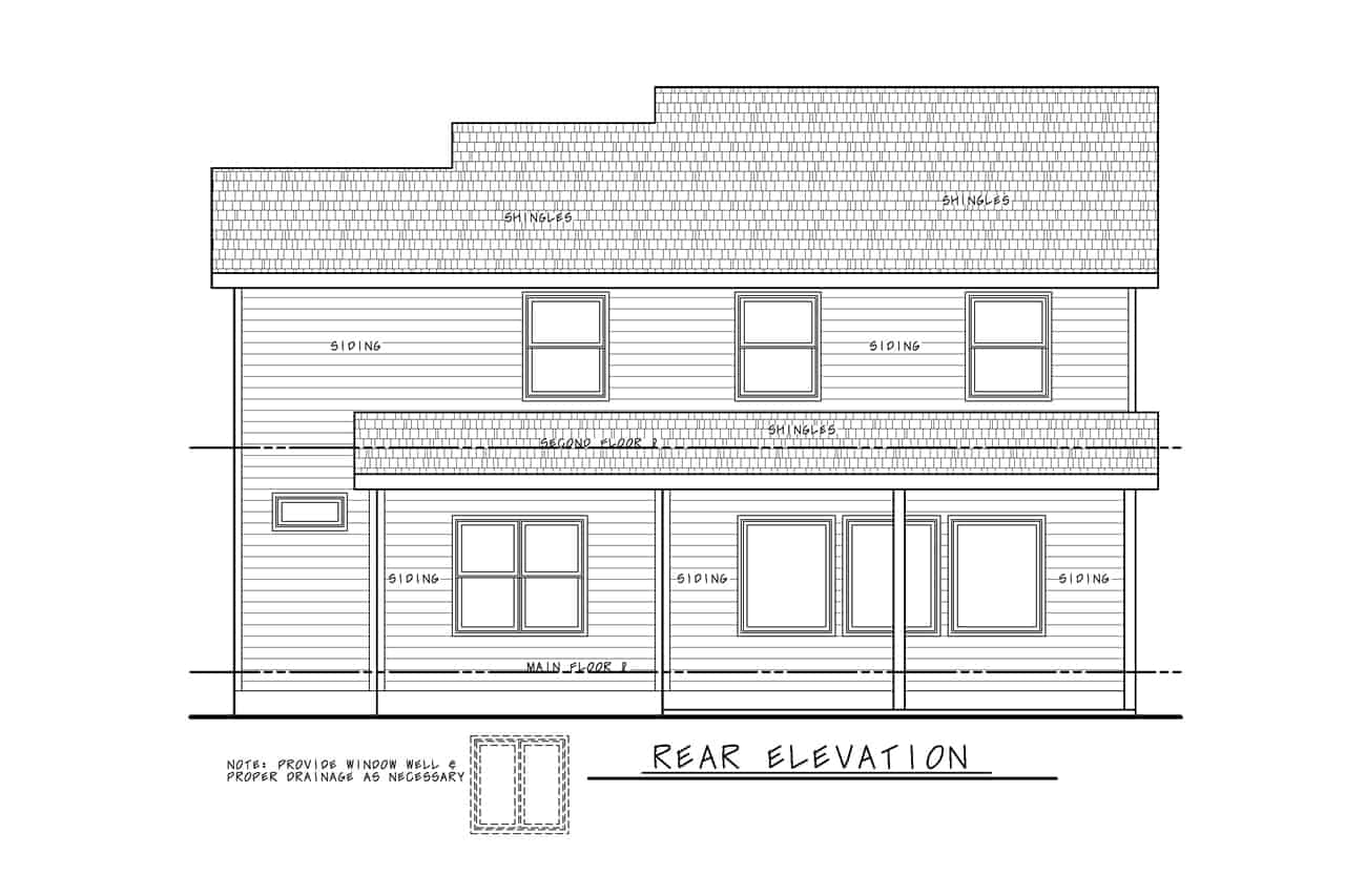 Home Plan Rear Elevation of this 3-Bedroom,2077 Sq Ft Plan -120-2737