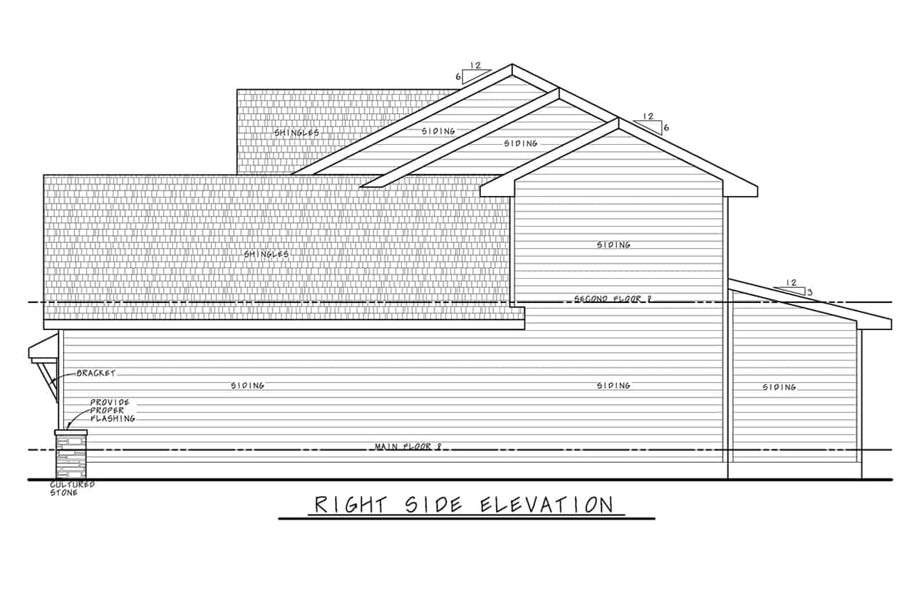 Home Plan Right Elevation of this 3-Bedroom,2077 Sq Ft Plan -120-2737