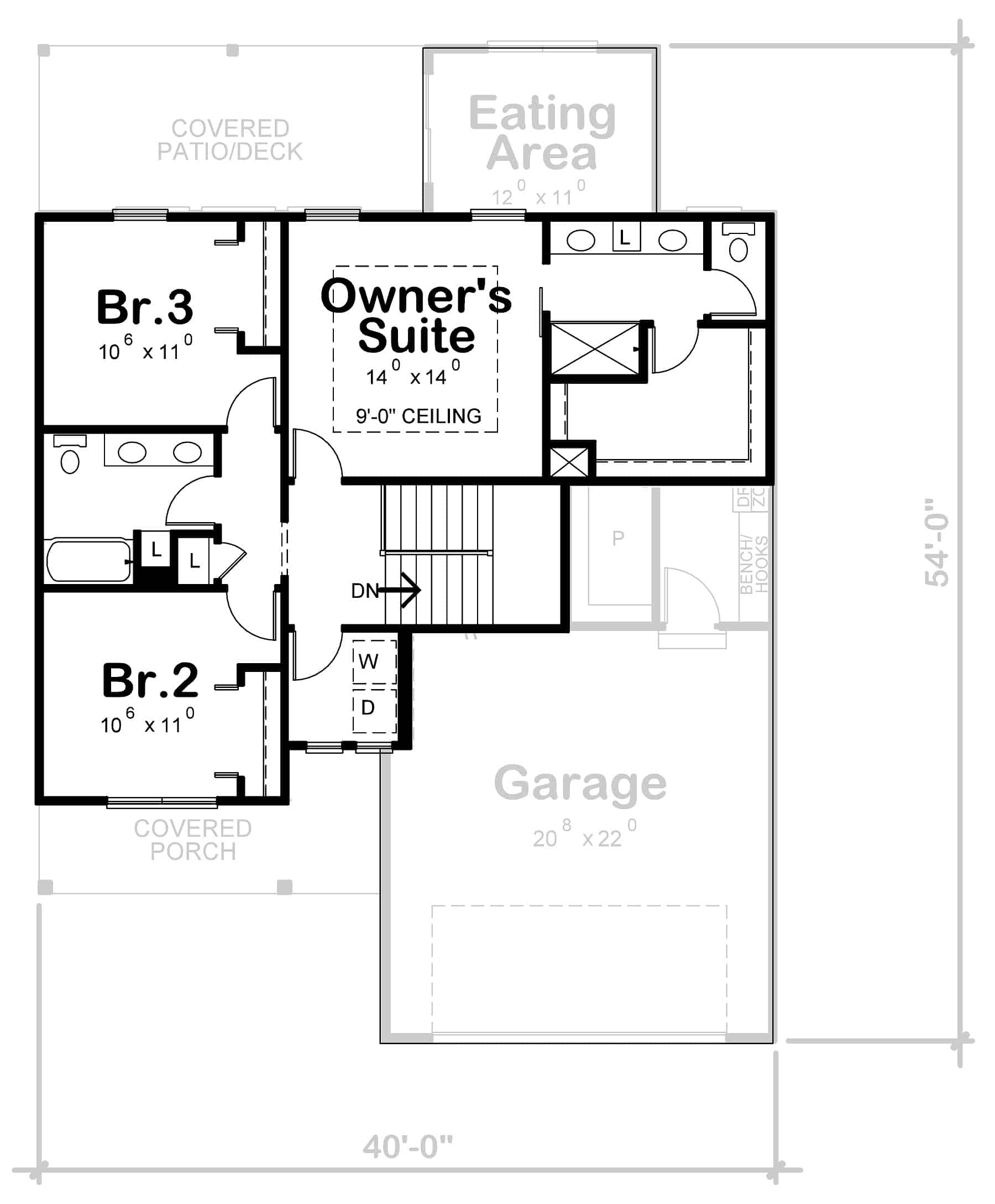 Upper Level of Traditional Plan #120-2737