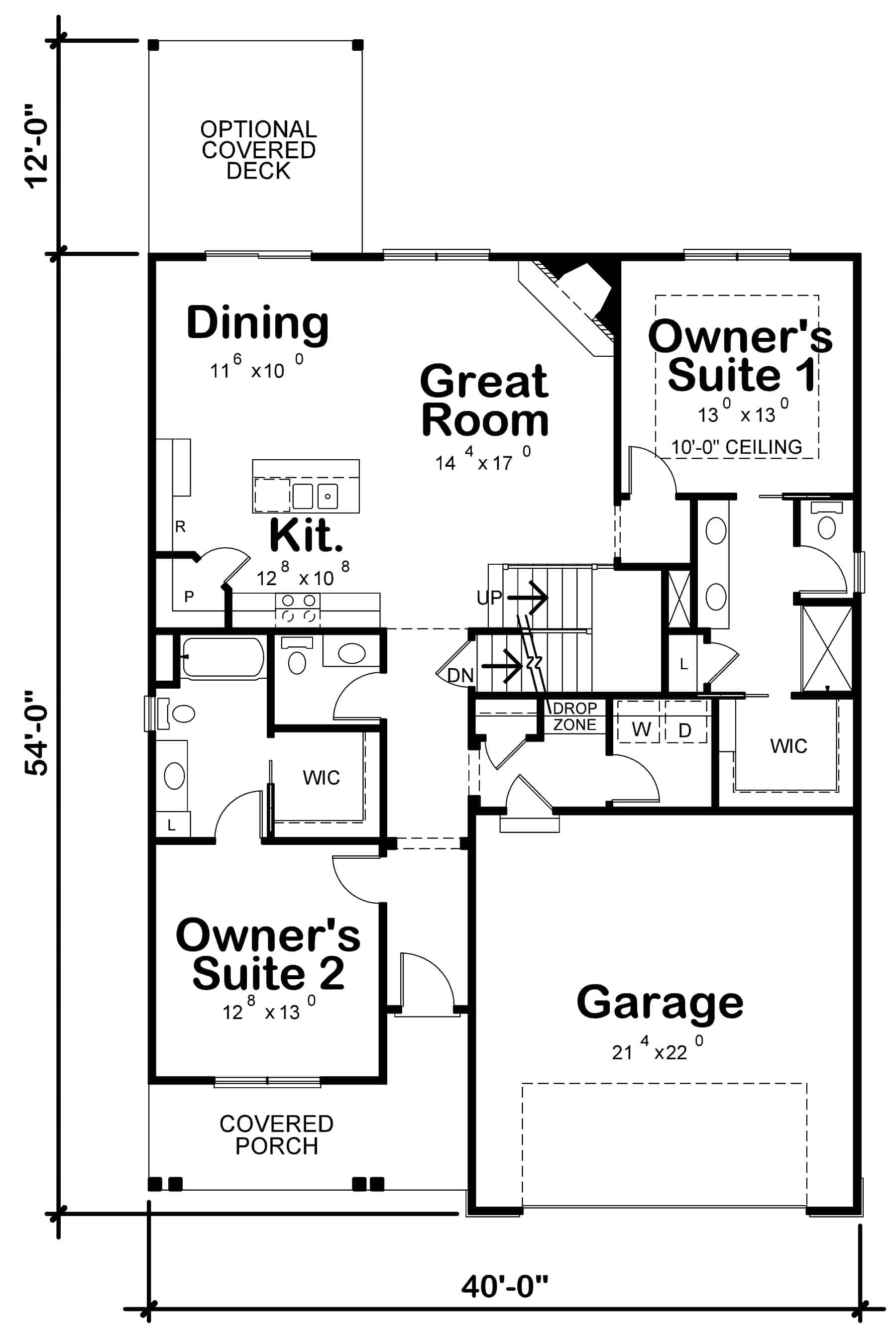 Main Level of Craftsman Plan #120-2738