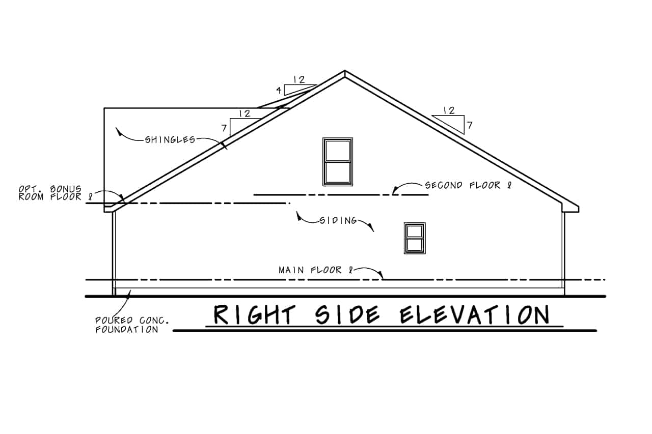 Home Plan Right Elevation of this 4-Bedroom,1989 Sq Ft Plan -120-2738