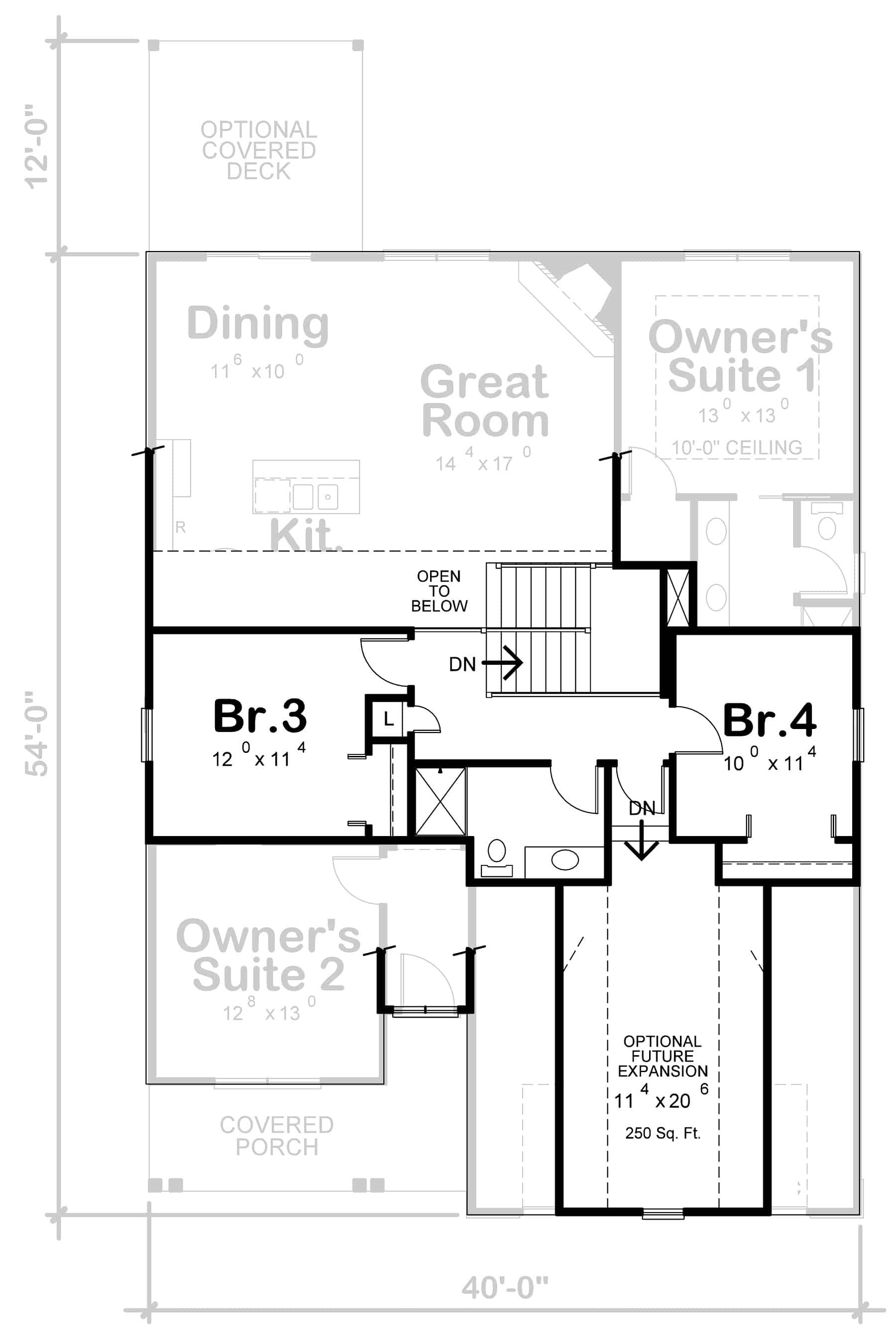 Upper Level of Craftsman Plan #120-2738
