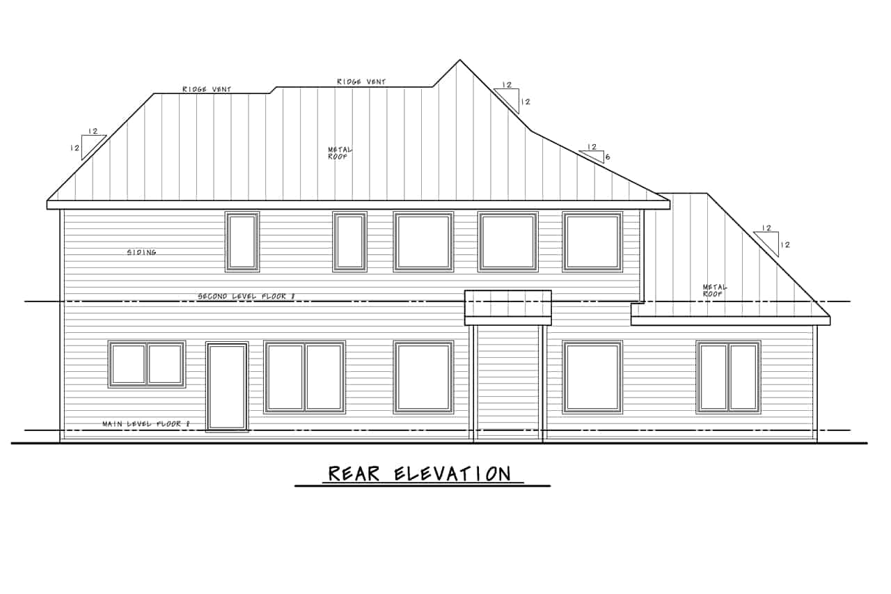 Home Plan Rear Elevation of this 4-Bedroom,2547 Sq Ft Plan -120-2741
