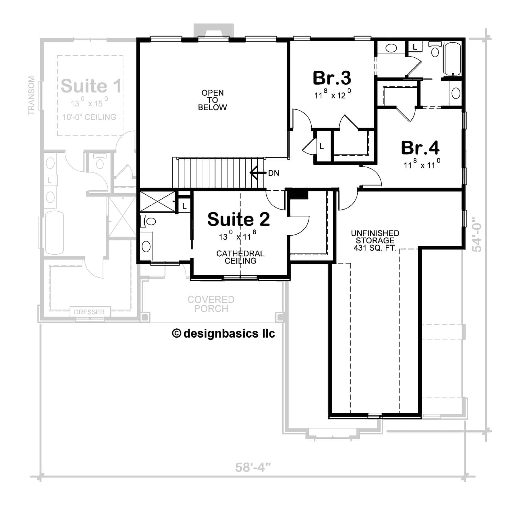 Upper Level of Modern Plan #120-2741