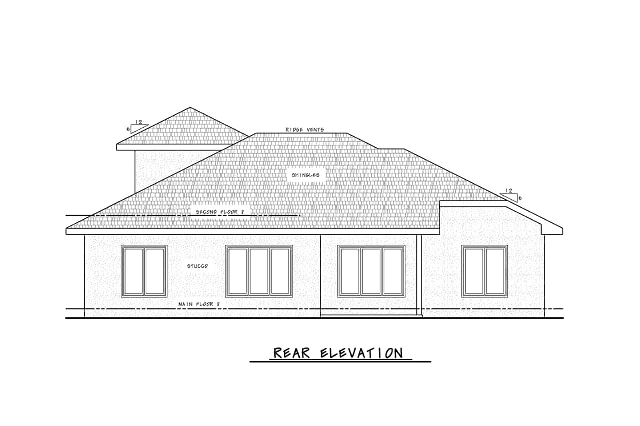 Home Plan Rear Elevation of this 2-Bedroom,2249 Sq Ft Plan -120-2742
