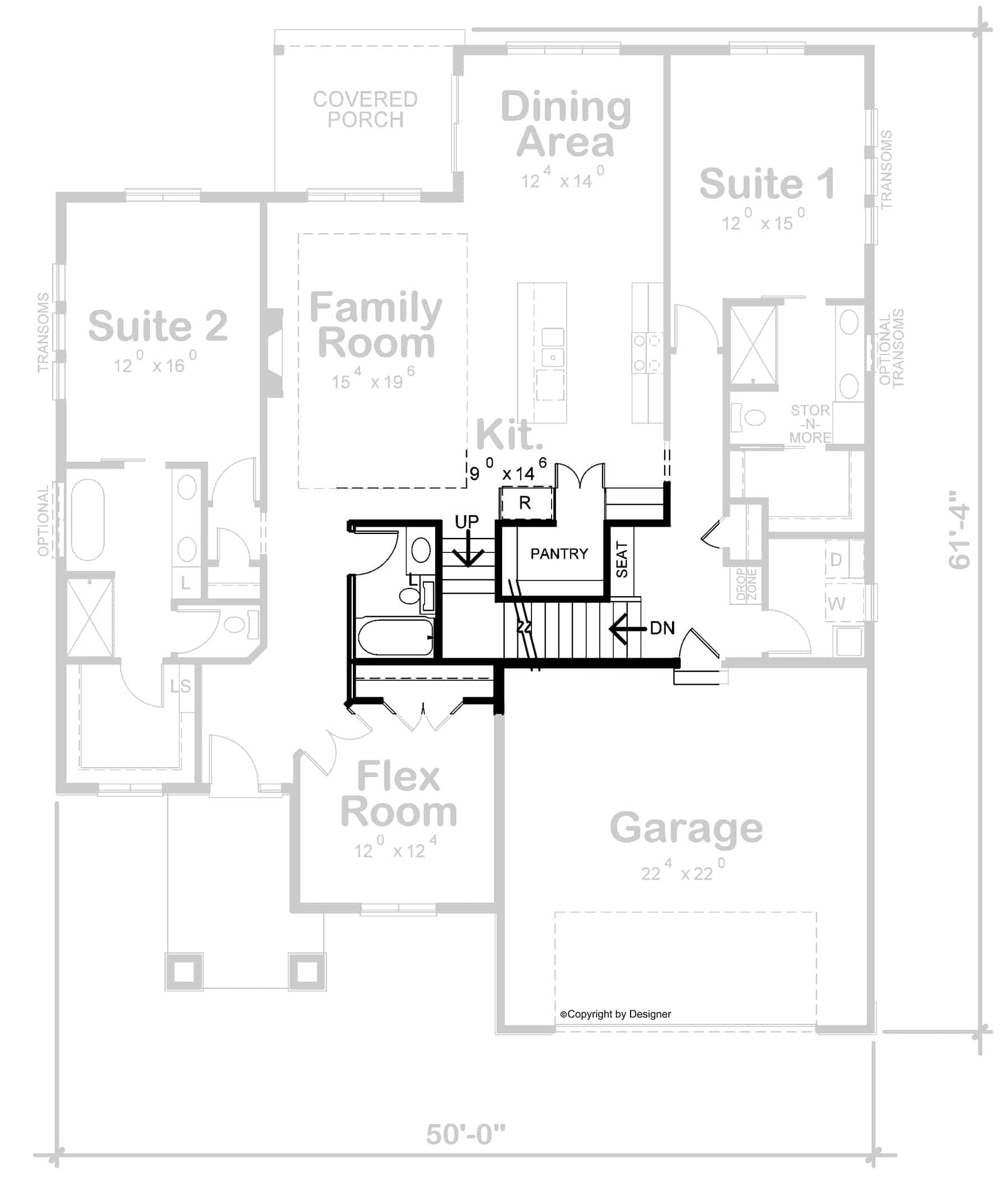 Main Level of Modern Plan #120-2742