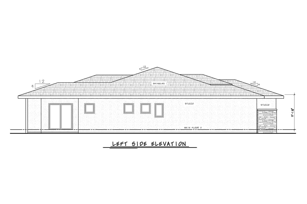 Home Plan Left Elevation of this 3-Bedroom,1872 Sq Ft Plan -120-2743