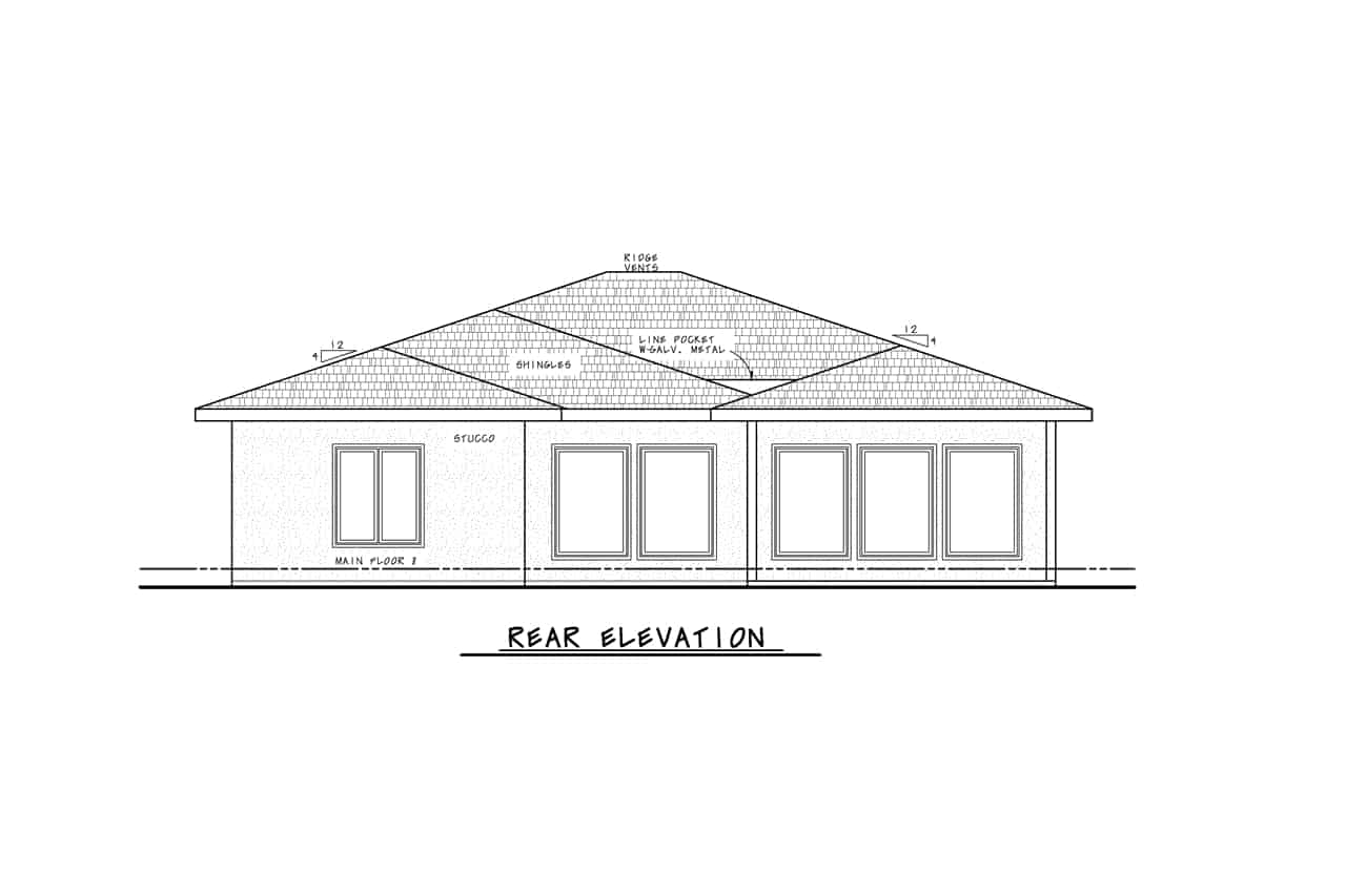 Home Plan Rear Elevation of this 3-Bedroom,1872 Sq Ft Plan -120-2743