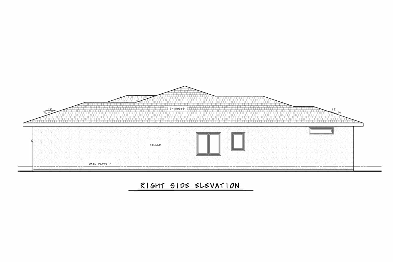 Home Plan Right Elevation of this 3-Bedroom,1872 Sq Ft Plan -120-2743
