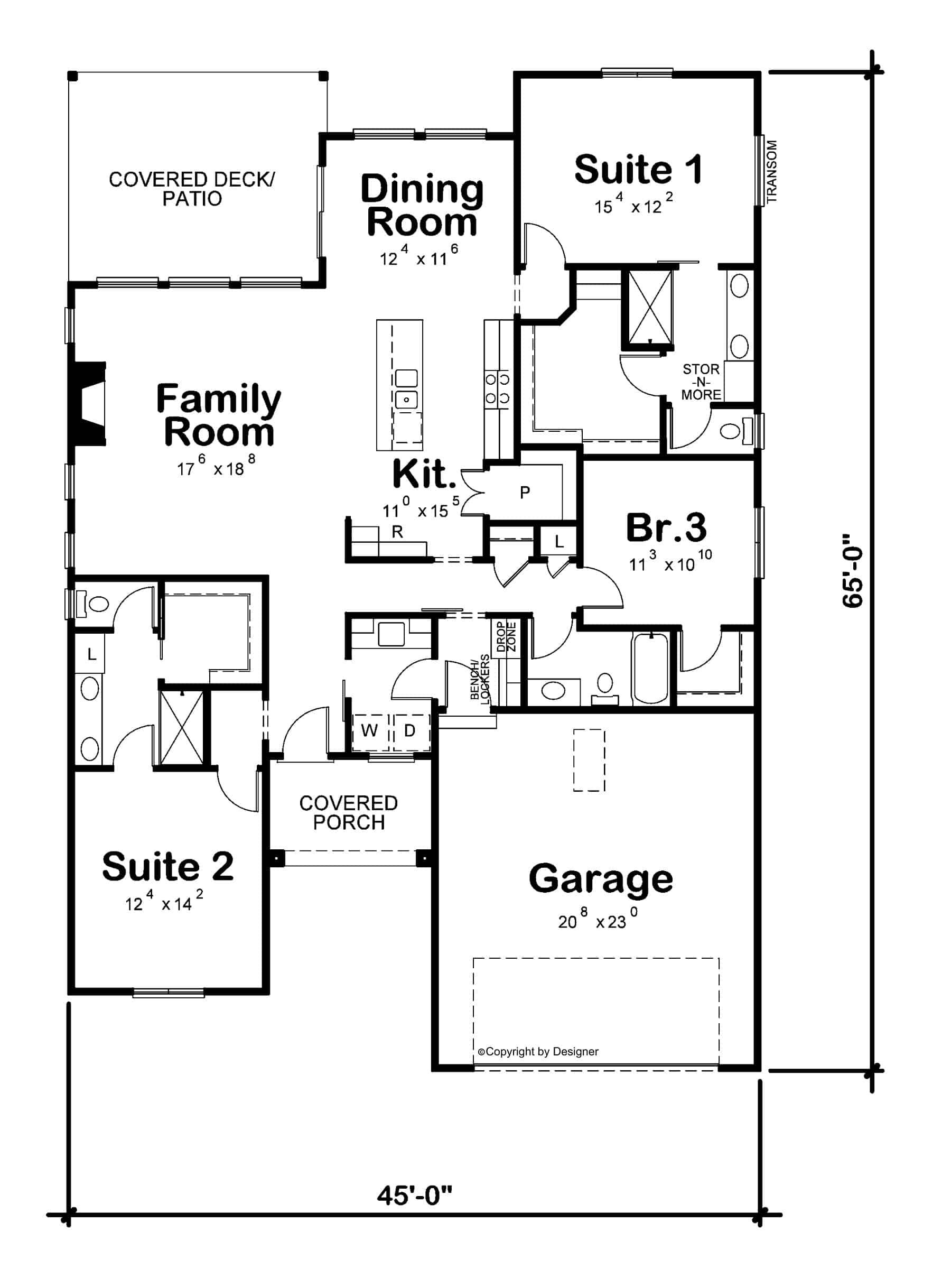 Main Level of Modern Plan #120-2743