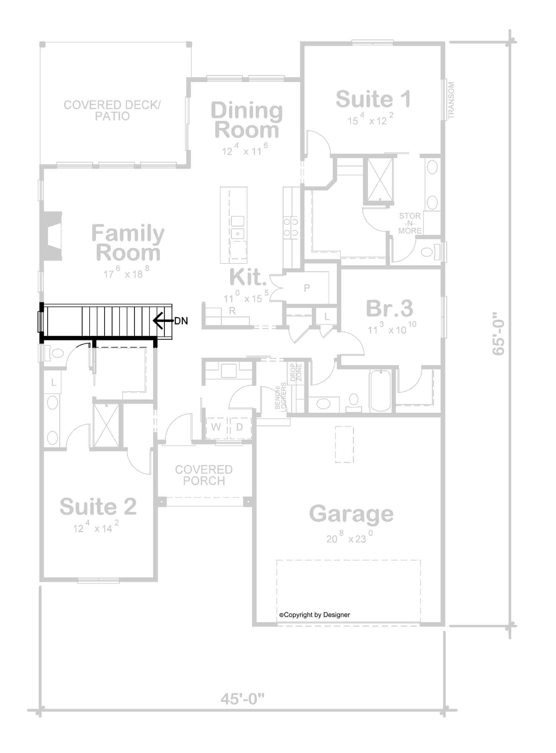 Main Level of Modern Plan #120-2743
