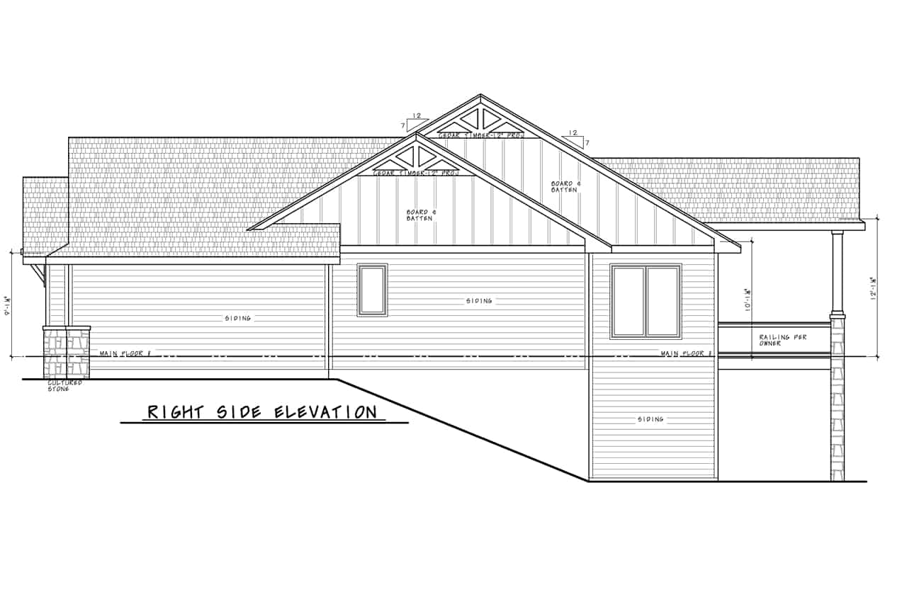 Home Plan Right Elevation of this 4-Bedroom,3139 Sq Ft Plan -120-2744