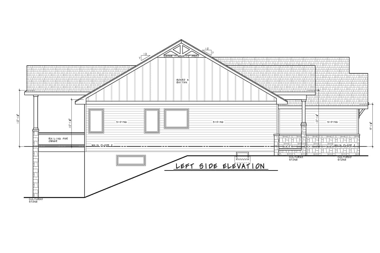 Home Plan Left Elevation of this 4-Bedroom,3139 Sq Ft Plan -120-2744