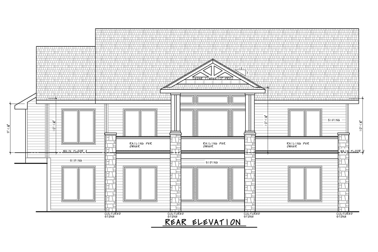 Home Plan Rear Elevation of this 4-Bedroom,3139 Sq Ft Plan -120-2744