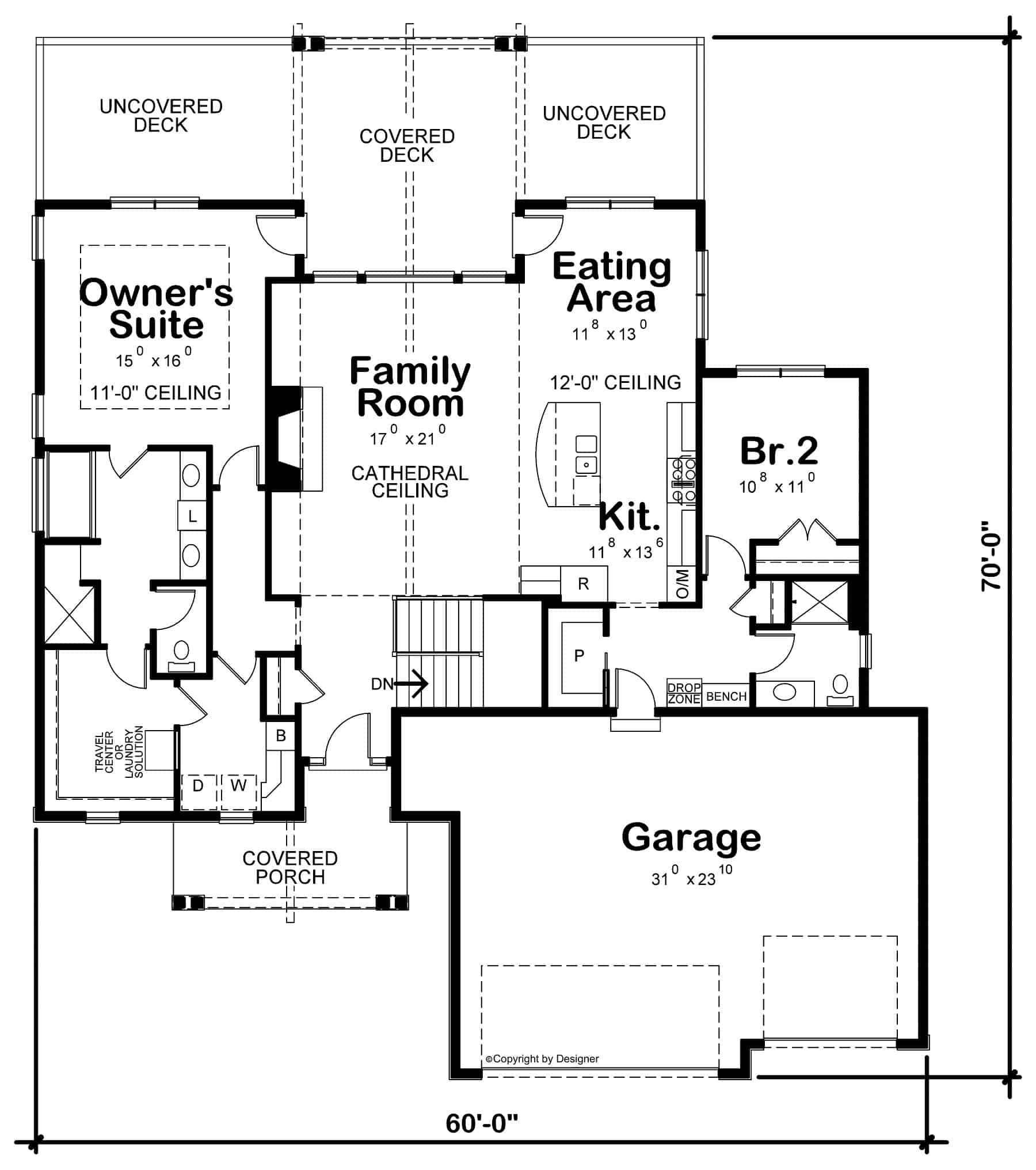 Main Level of Craftsman Plan #120-2744