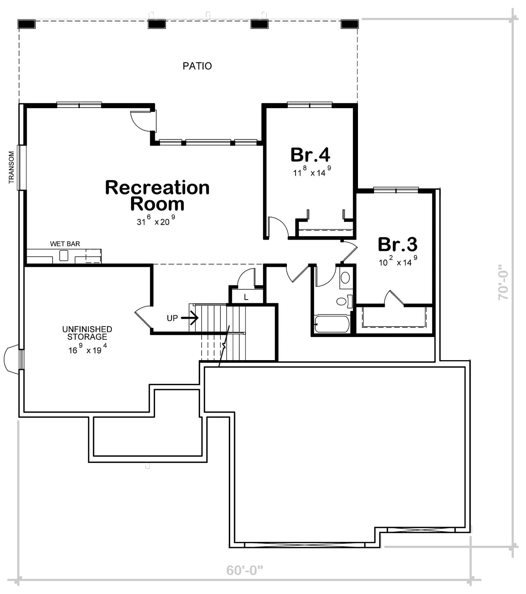 Basement of Craftsman Plan #120-2744