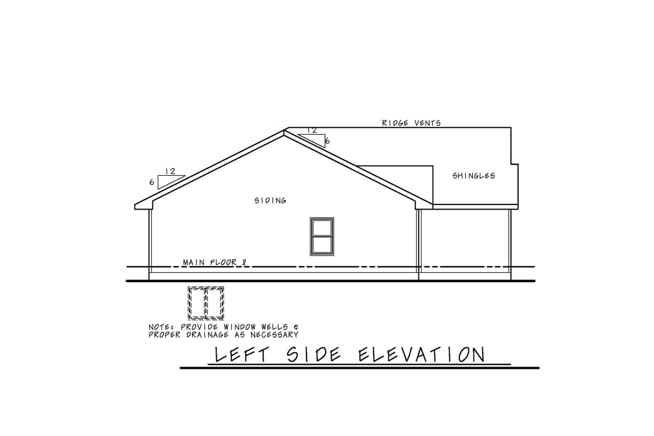 Home Plan Left Elevation of this 6-Bedroom,2352 Sq Ft Plan -120-2745