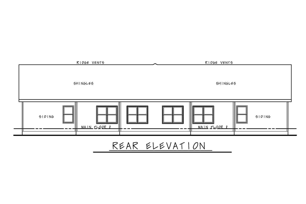 Home Plan Rear Elevation of this 6-Bedroom,2352 Sq Ft Plan -120-2745