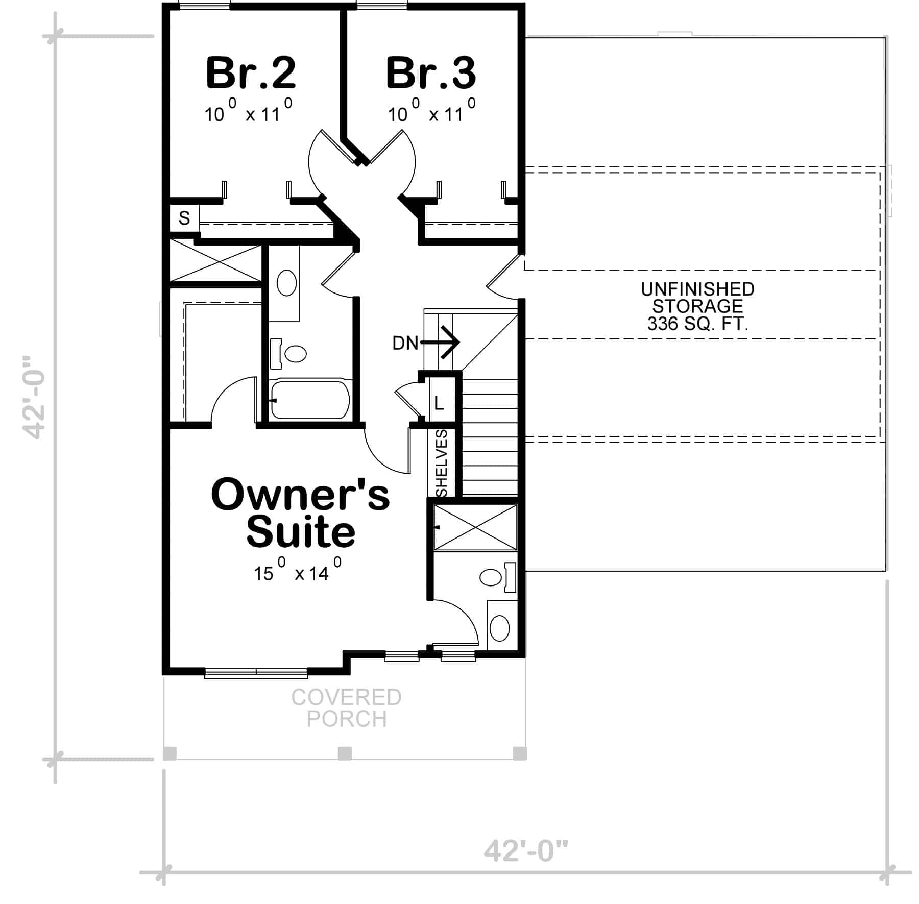 Upper Level of Traditional Plan #120-2746
