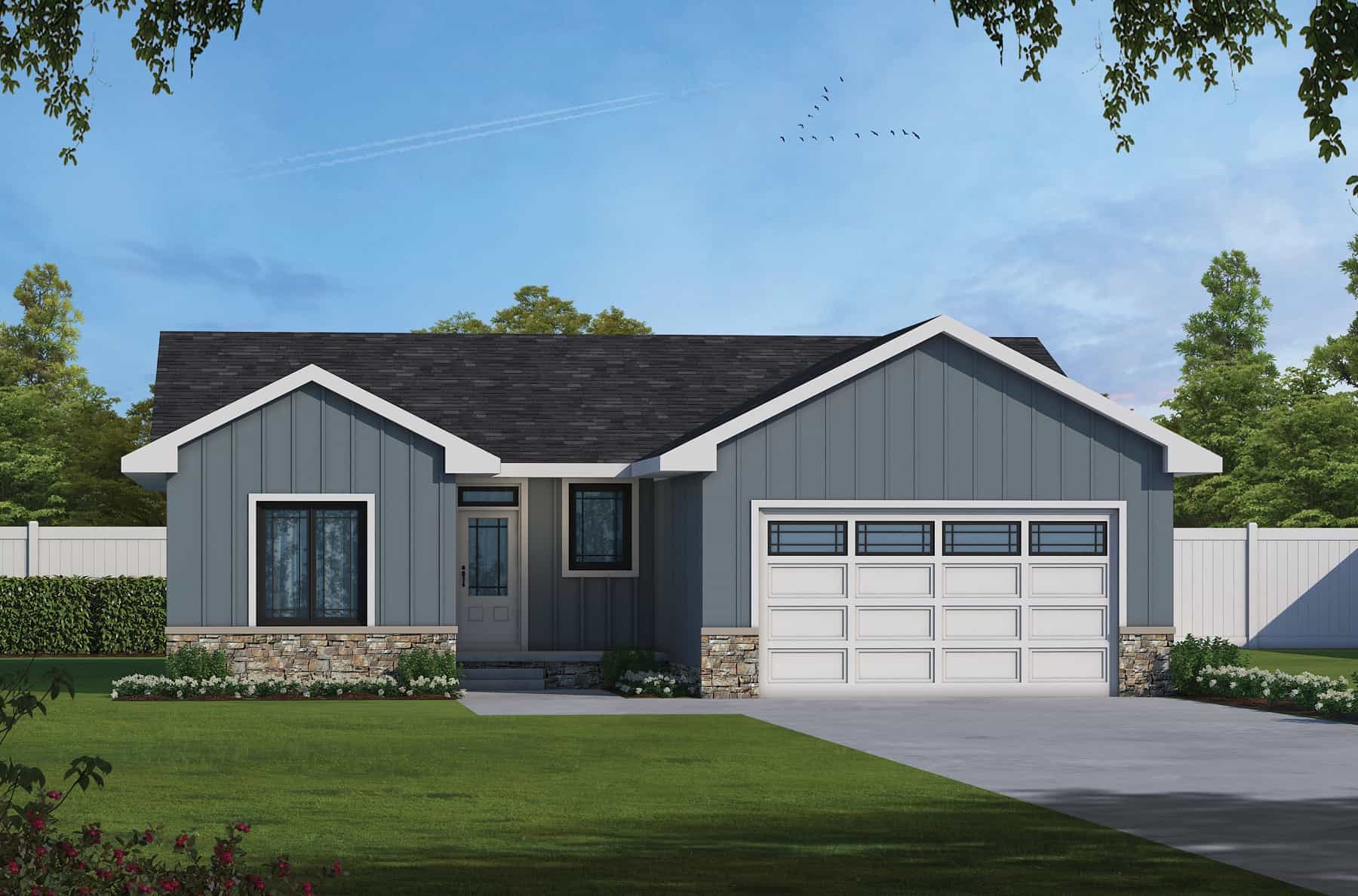 Front elevation of Ranch home (ThePlanCollection: House Plan #120-2747)