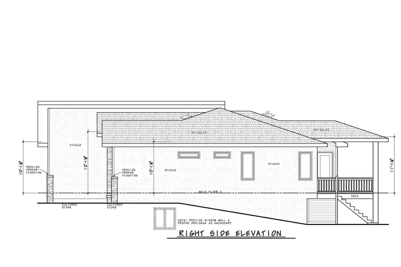 Home Plan Right Elevation of this 3-Bedroom,2904 Sq Ft Plan -120-2748
