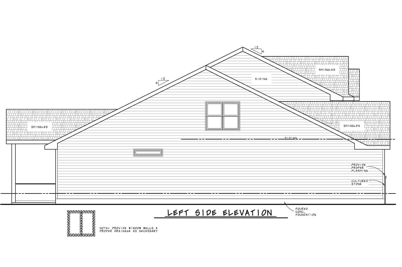 Home Plan Left Elevation of this 4-Bedroom,2437 Sq Ft Plan -120-2749