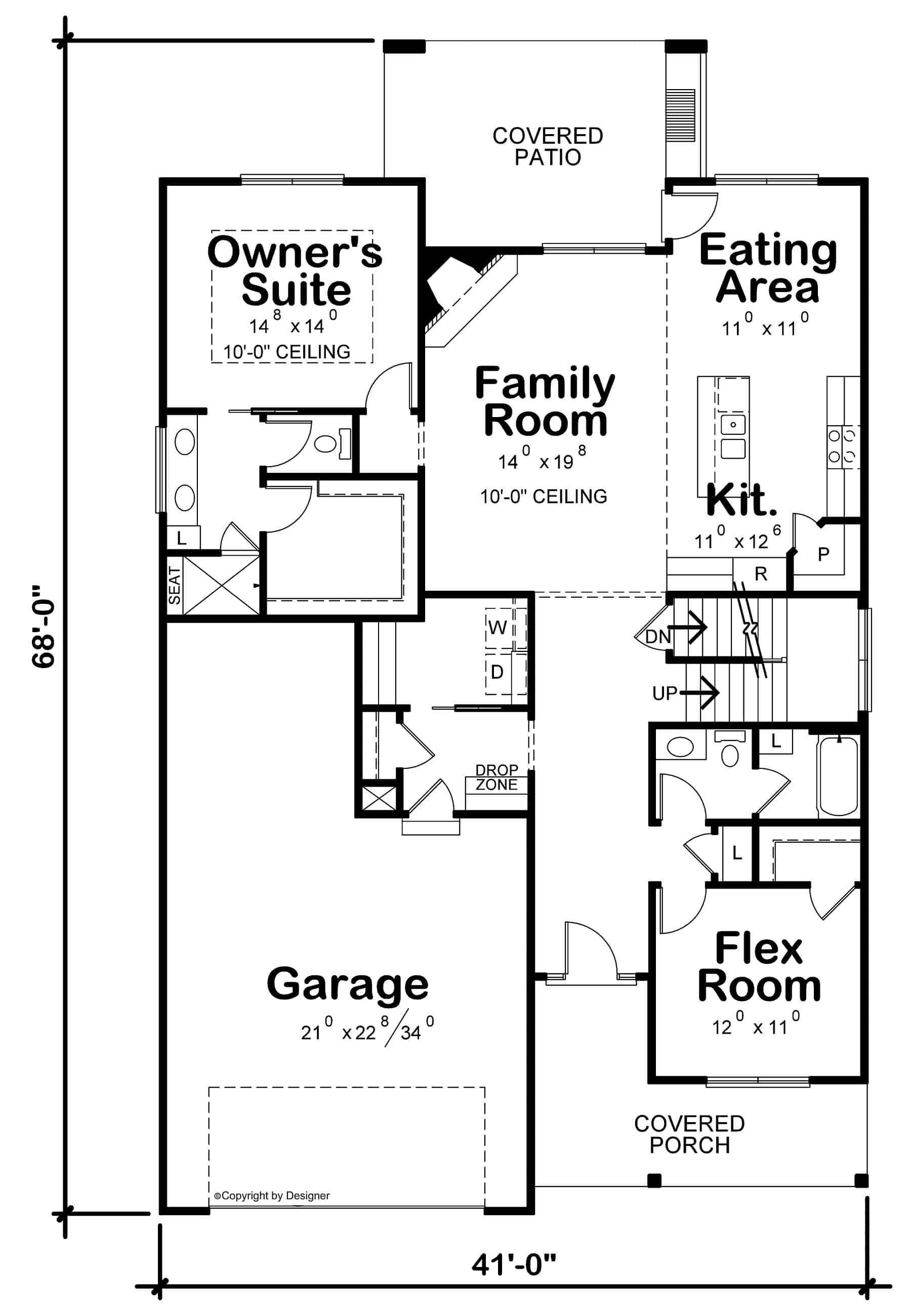Main Level of Craftsman Plan #120-2749