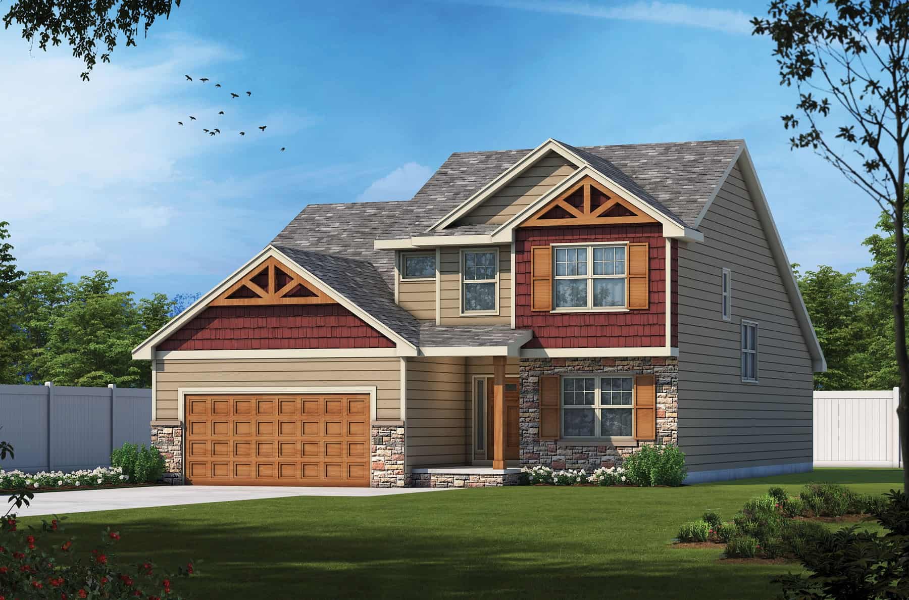 Front elevation of Craftsman home (ThePlanCollection: House Plan #120-2749)