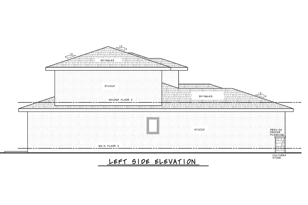 Home Plan Left Elevation of this 4-Bedroom,2620 Sq Ft Plan -120-2750