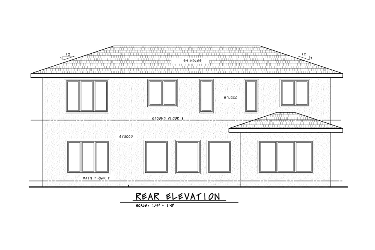 Home Plan Rear Elevation of this 4-Bedroom,2620 Sq Ft Plan -120-2750