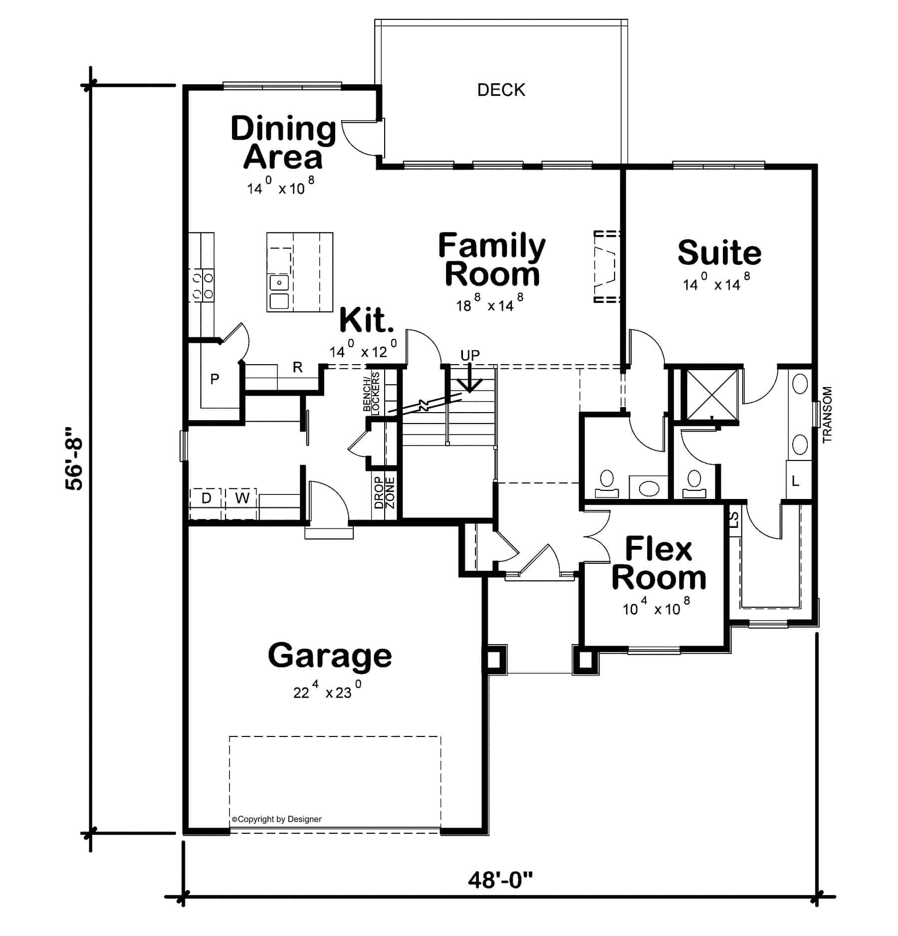Main Level of Modern Plan #120-2750