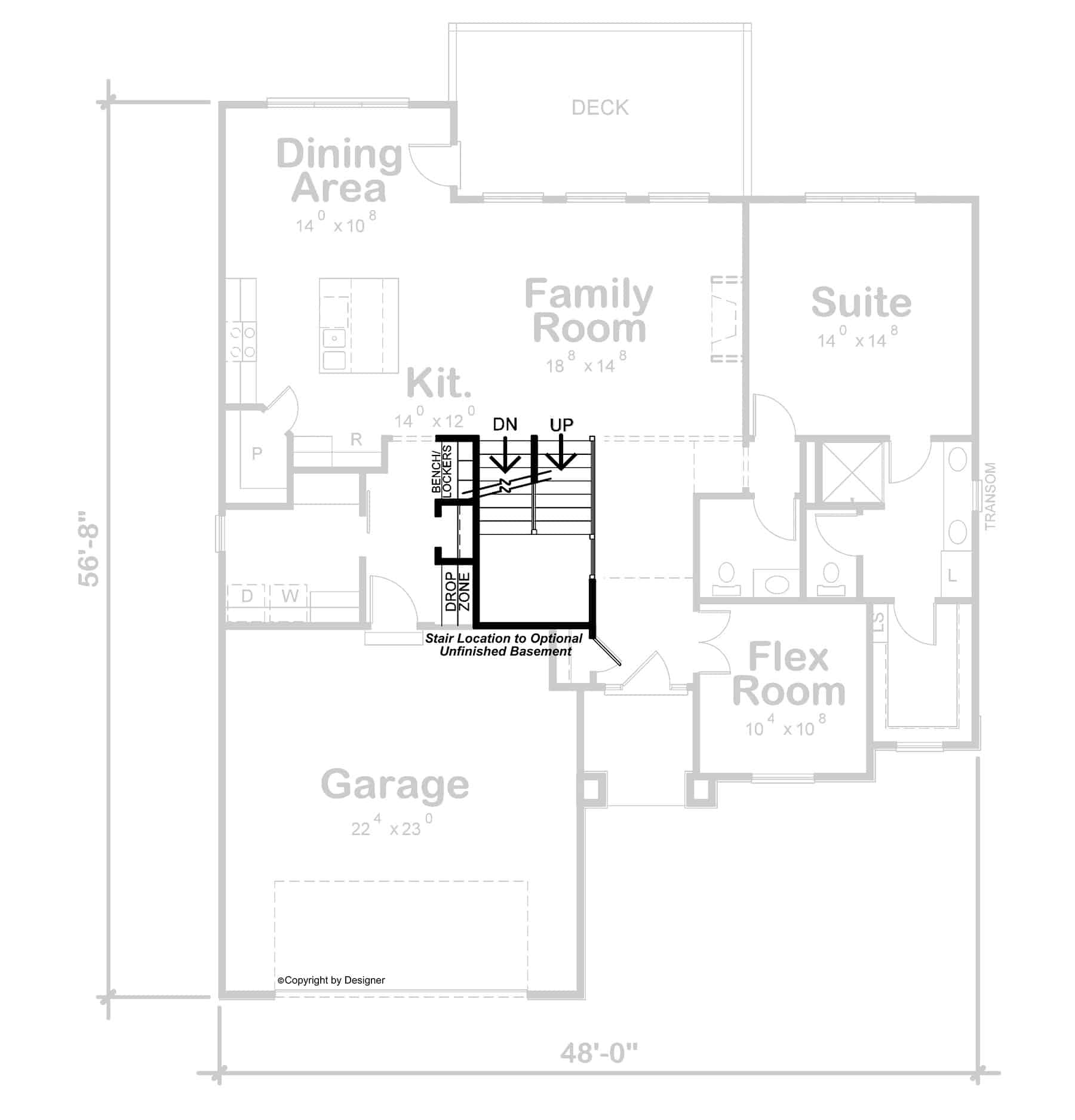 Main Level of Modern Plan #120-2750