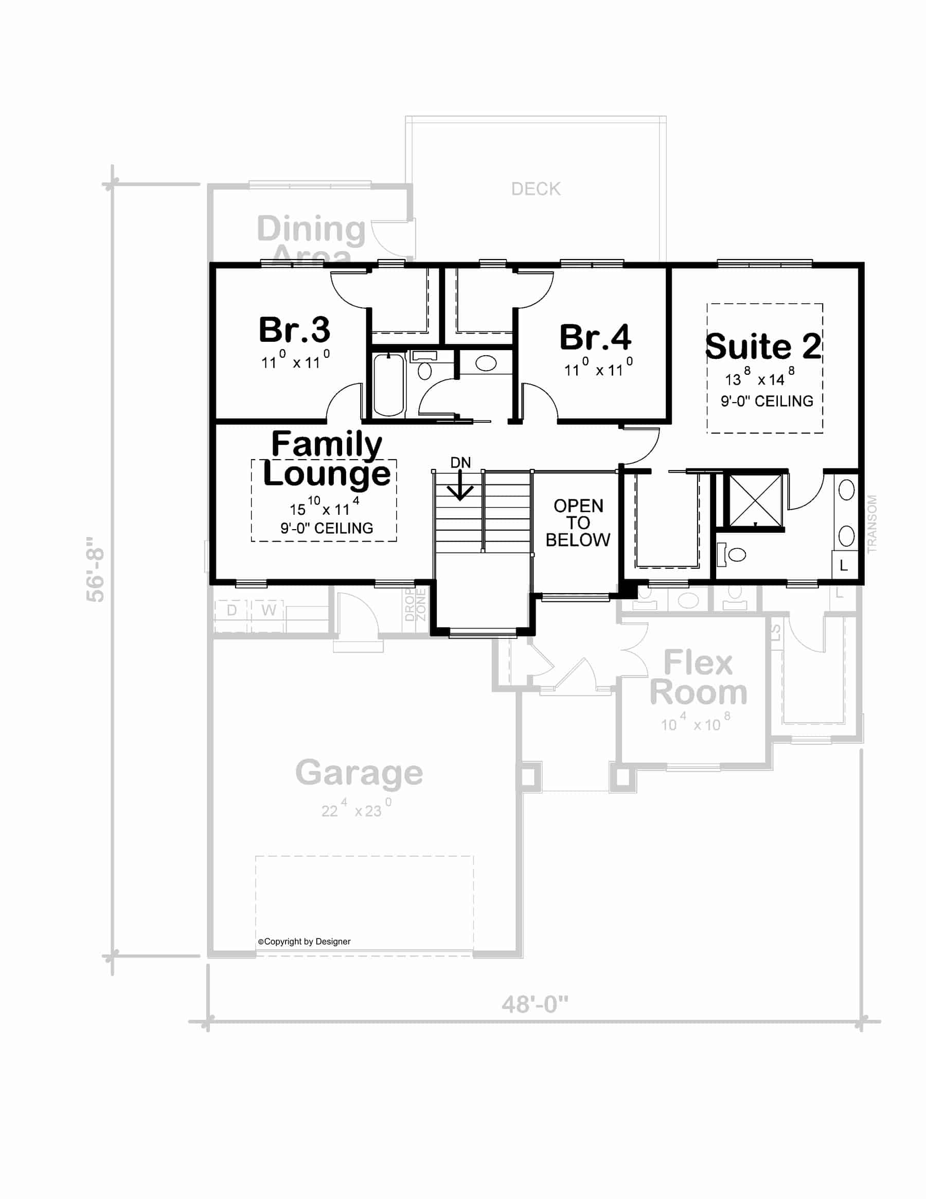 Upper Level of Modern Plan #120-2750