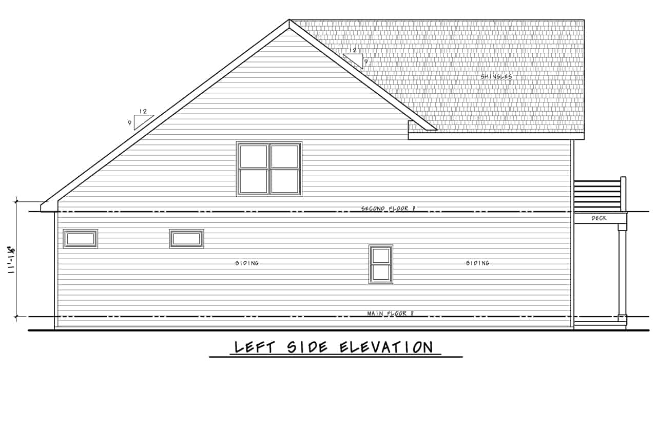 Home Plan Left Elevation of this 4-Bedroom,2007 Sq Ft Plan -120-2751