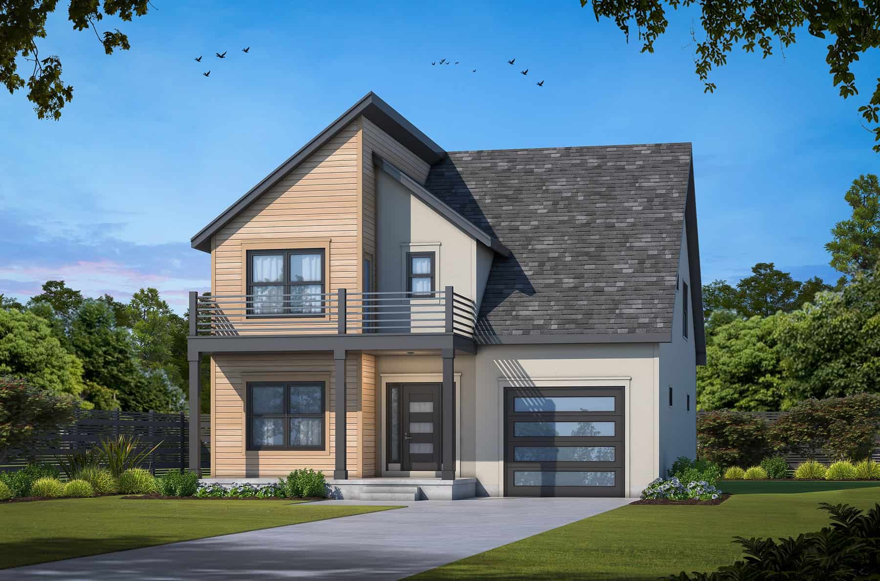 Front elevation of Modern home (ThePlanCollection: House Plan #120-2751)