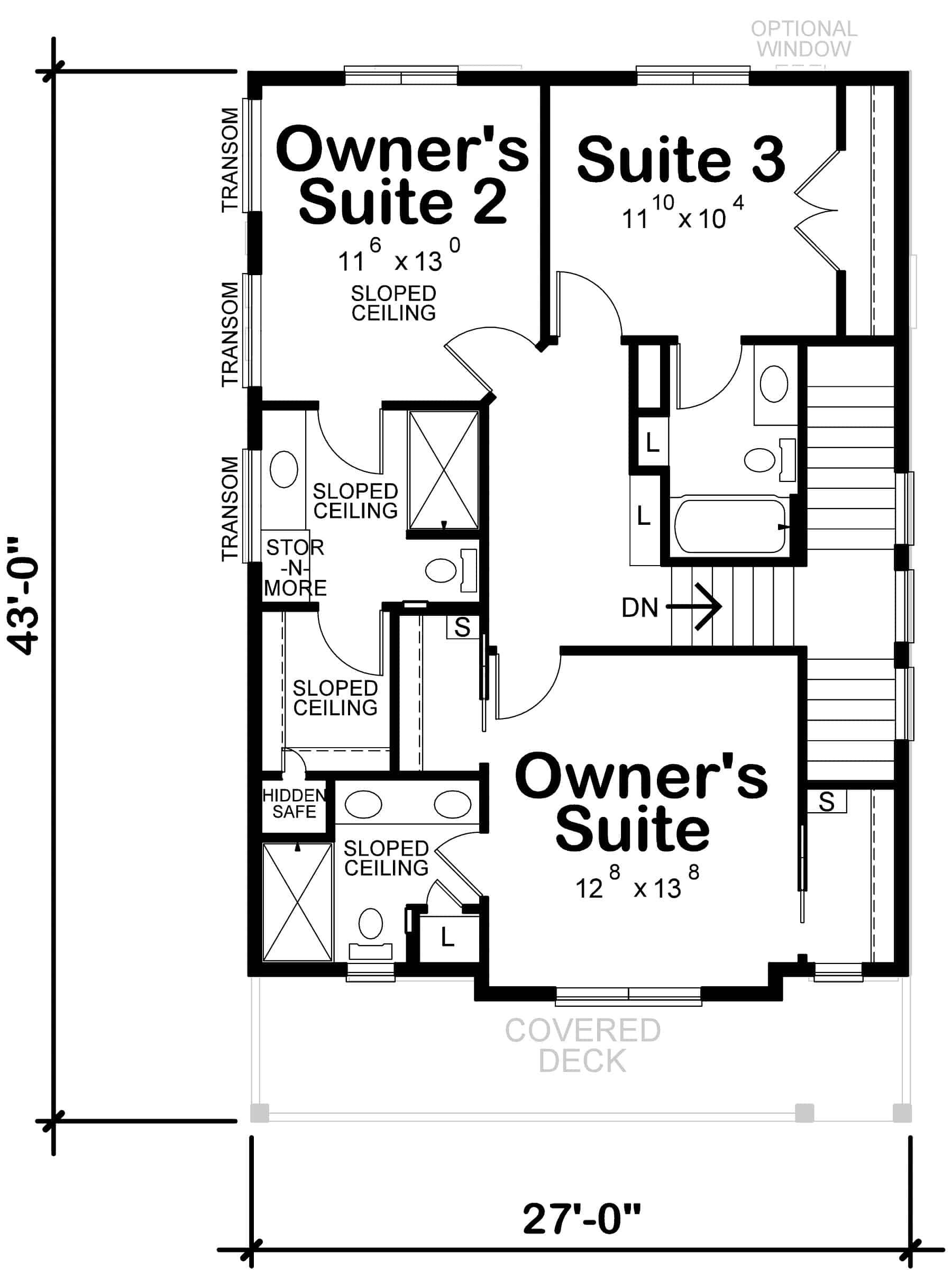 Upper Level of Contemporary Plan #120-2752