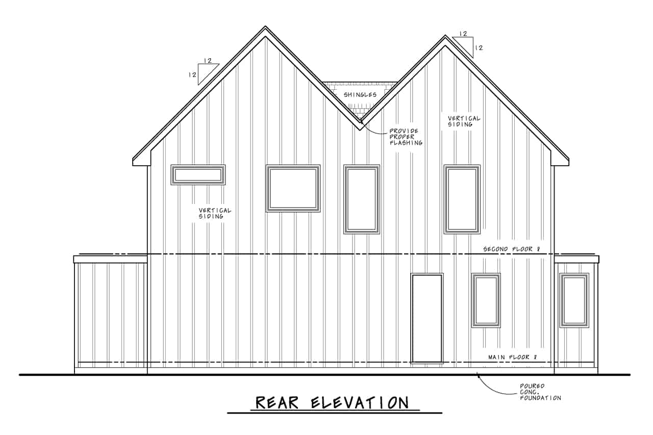 Home Plan Rear Elevation of this 3-Bedroom,2240 Sq Ft Plan -120-2753