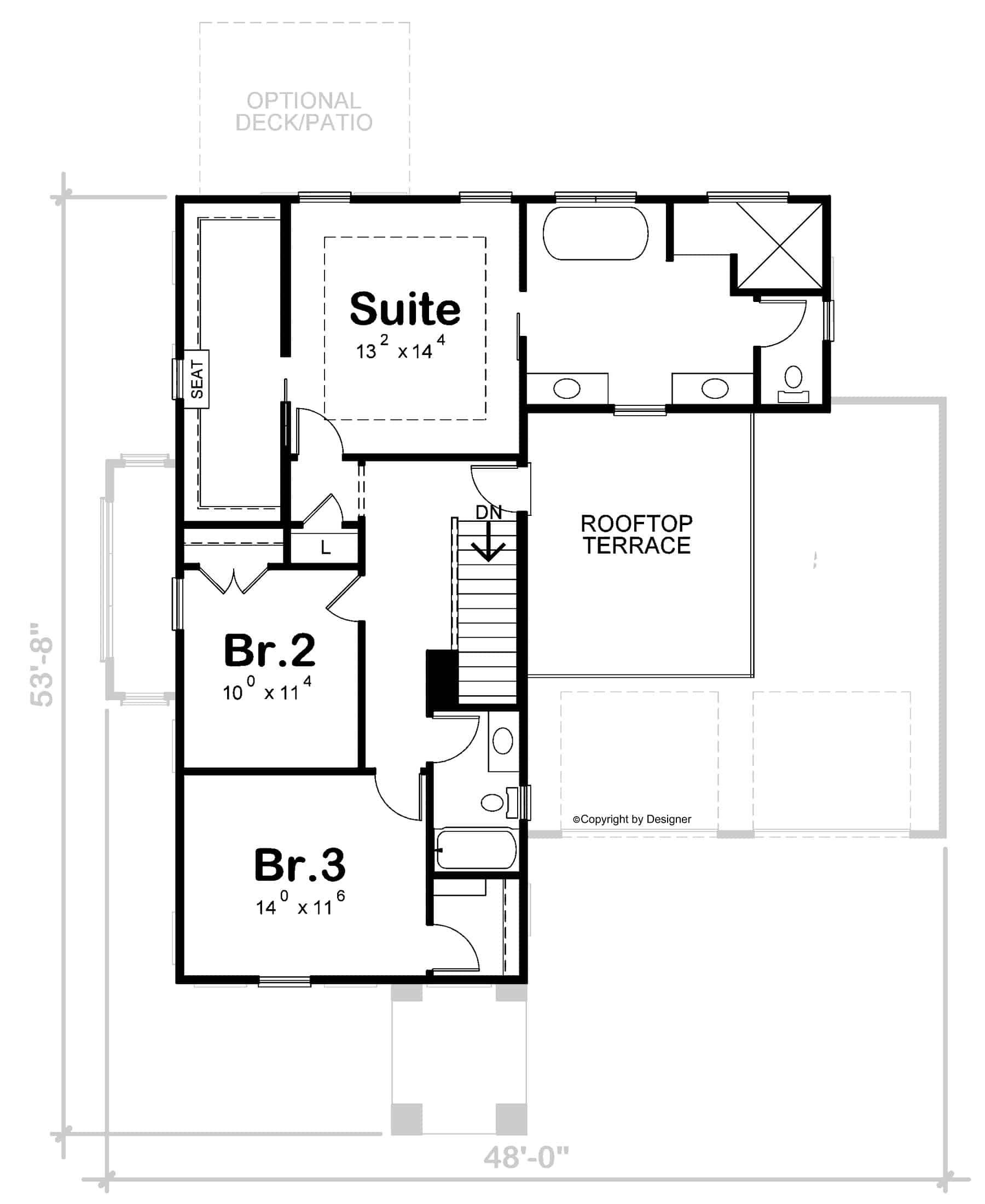 Upper Level of Modern Plan #120-2753