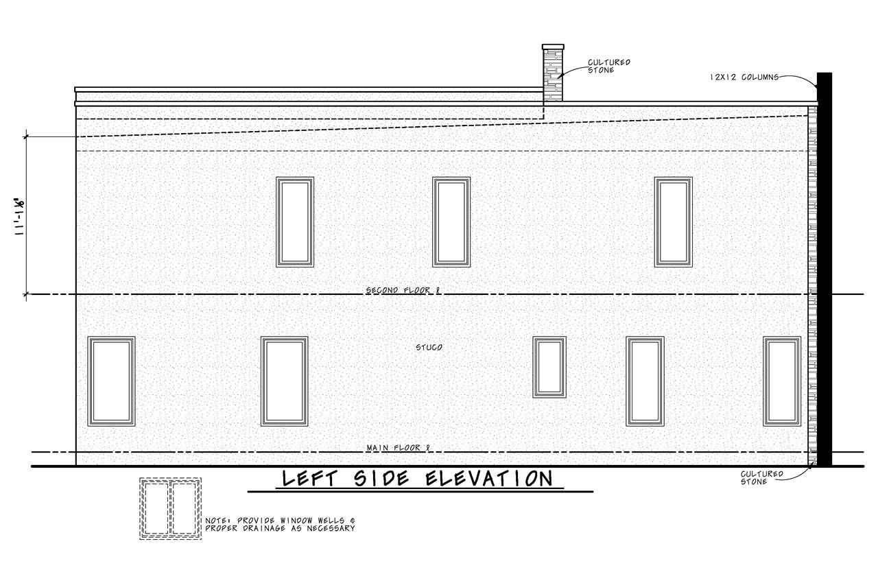 Home Plan Left Elevation of this 4-Bedroom,2432 Sq Ft Plan -120-2754