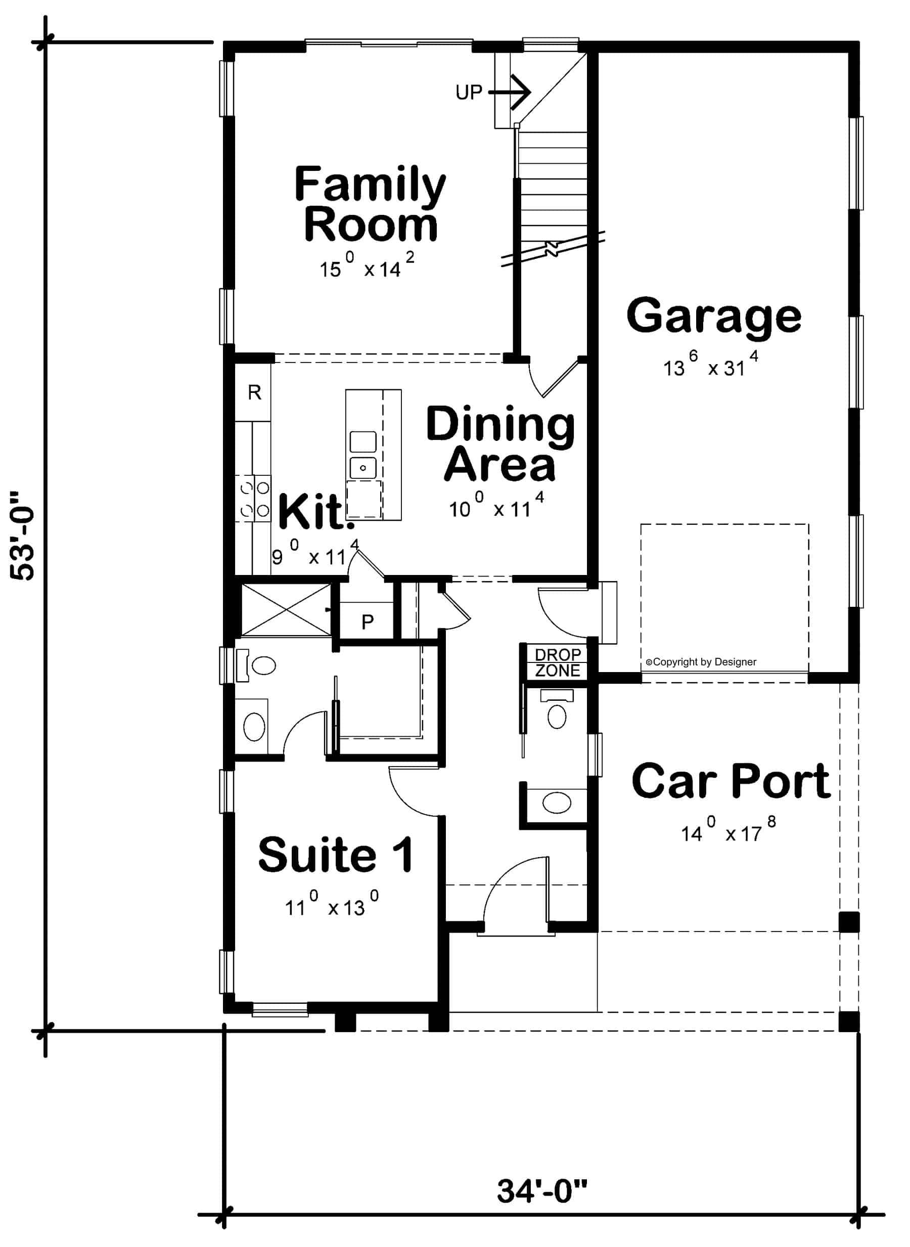 Main Level of Modern Plan #120-2754