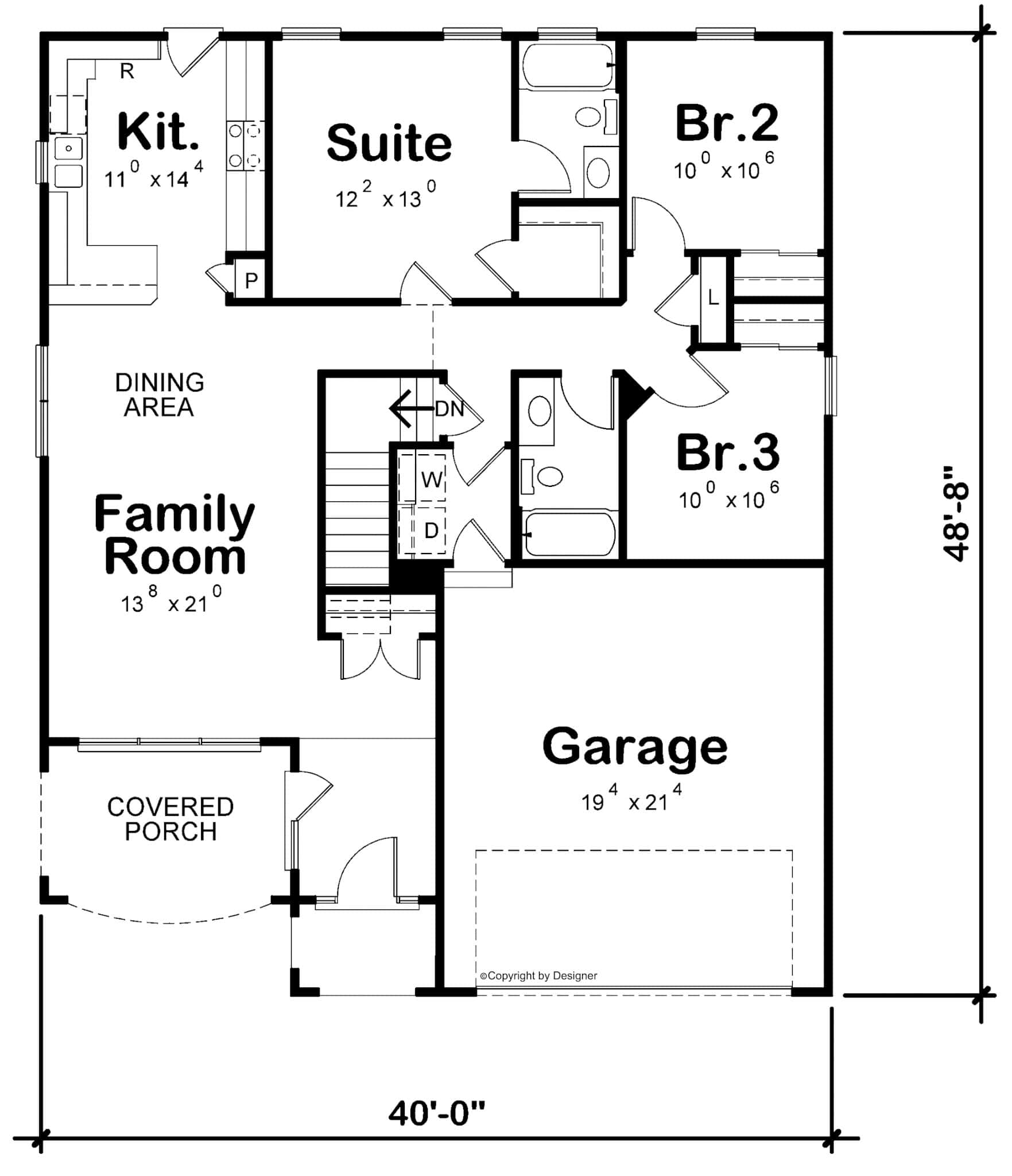 Main Level of Modern Plan #120-2755