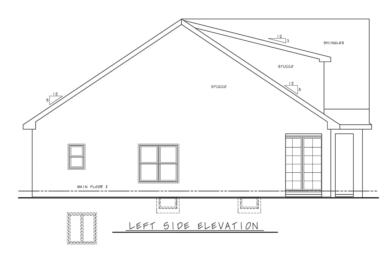 Home Plan Left Elevation of this 5-Bedroom,2196 Sq Ft Plan -120-2755