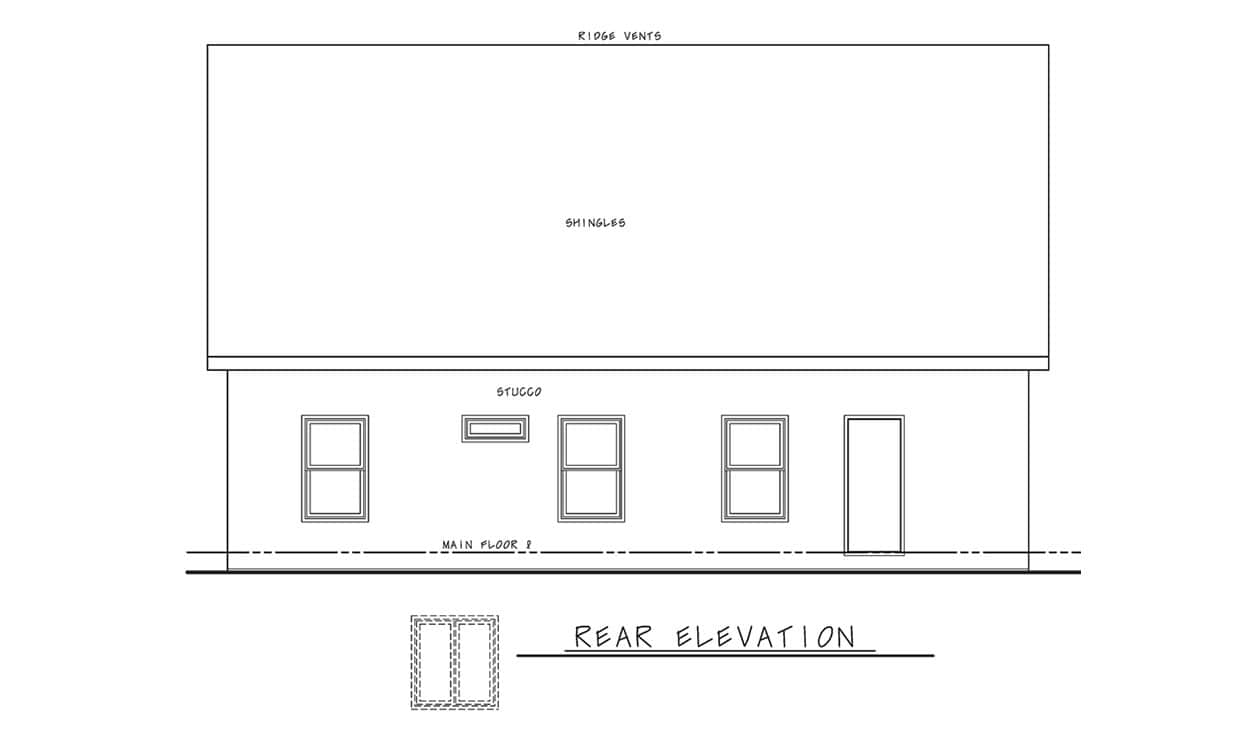 Home Plan Rear Elevation of this 5-Bedroom,2196 Sq Ft Plan -120-2755